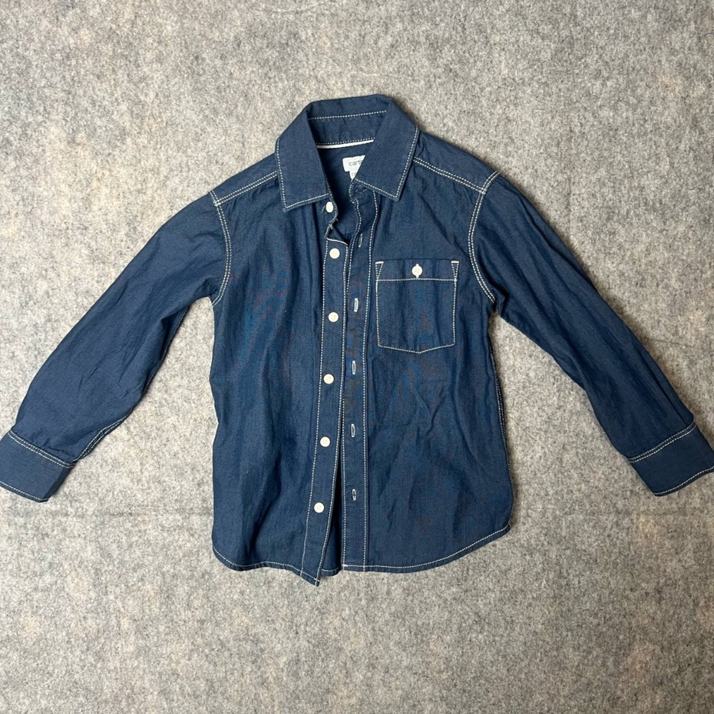 Carter’s little Boy Size 4 Blue western button down shirt‎